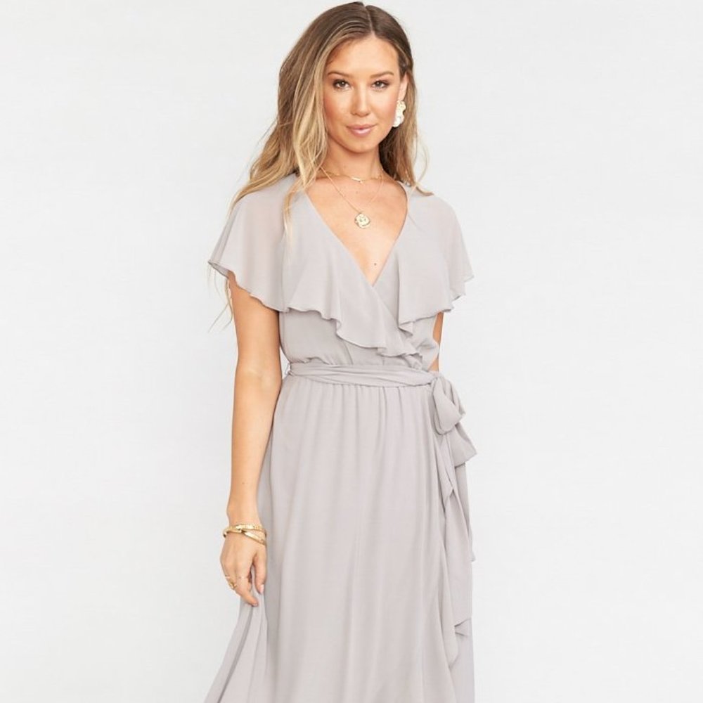 Jess Ruffle Gray Midi Dress- Show Me Your Mumu_Med